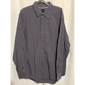 Gap Mens XL Black & Slate Checkered Long-Sleeve Button-Down Shirt